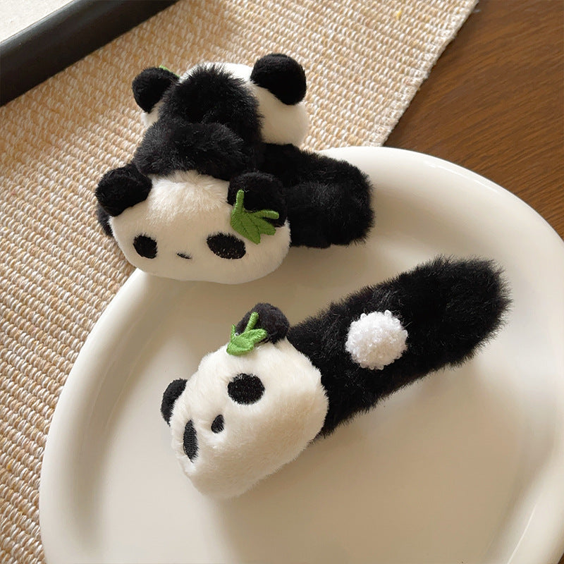 Wholesale Plush Panda Bear Hair Accessories Set For Women Cute Claw Clip Scrunchie Bow Everyday Styling Boutique Resale