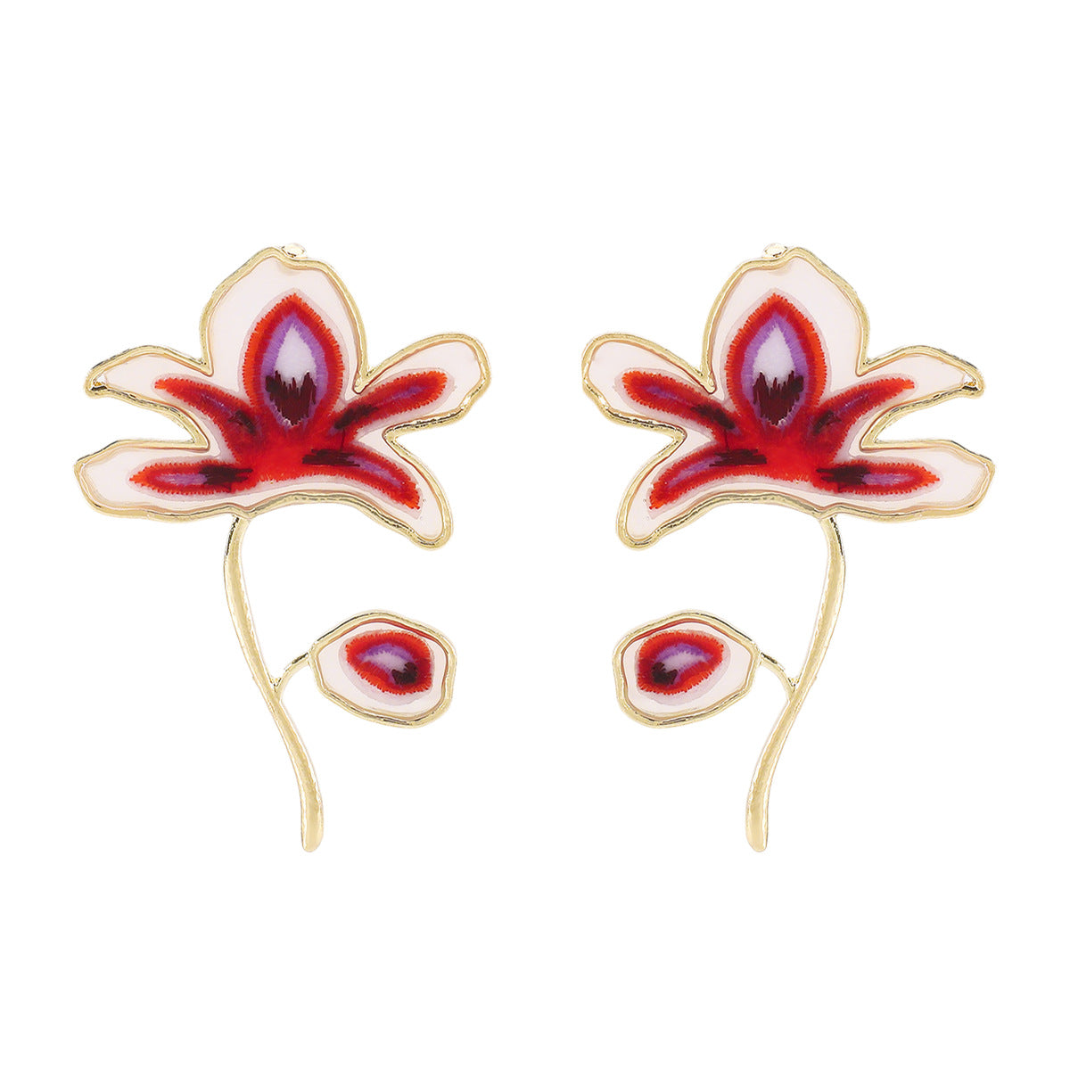 Wholesale creative oil drop flower earrings temperament design geometric alloy earrings