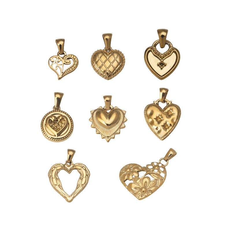 Wholesale Stainless Steel Personality Gold Various Love Heart Pendant
