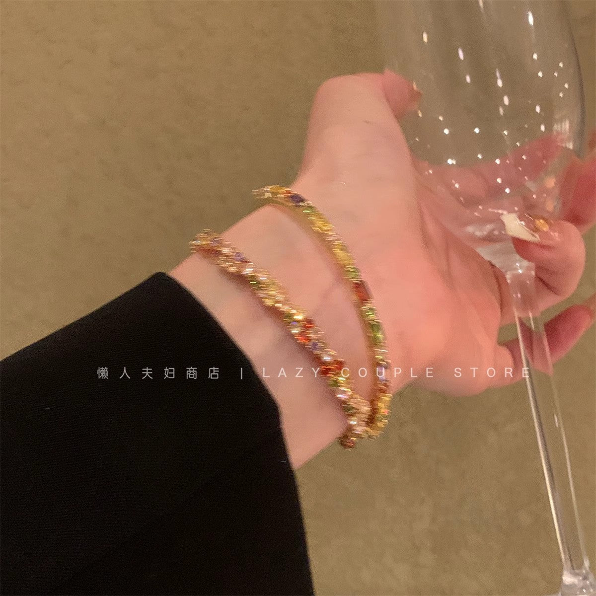 Wholesale Copper Electroplated Gold Geometric Zircon Bracelet Women' s Jewelry Accessory