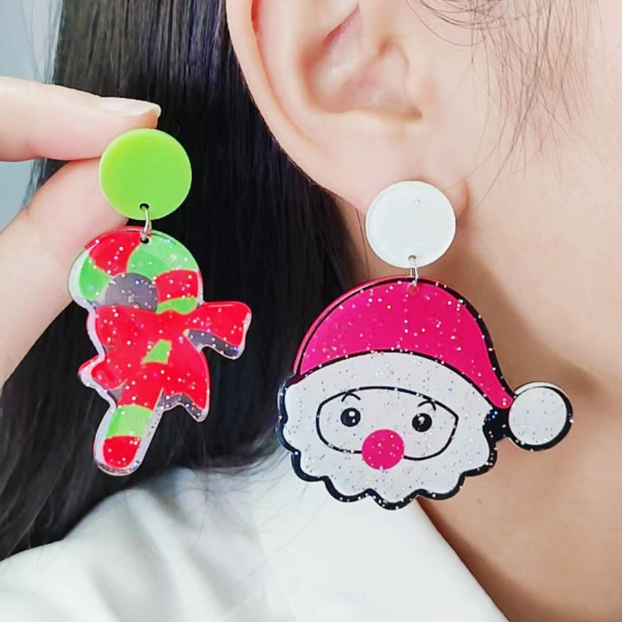 Wholesale Christmas Cartoon Acrylic Christmas Tree Deer Snowflake  Earrings