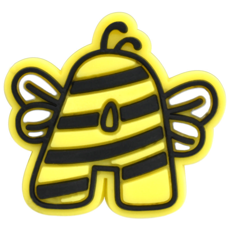 Wholesale Random 100pcs Small Bee PVC Soft Rubber Shoe Buckle Decoration ACC-SC-RYY055