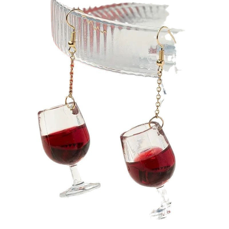 Wholesale Red Wine Glass Bottle Earrings