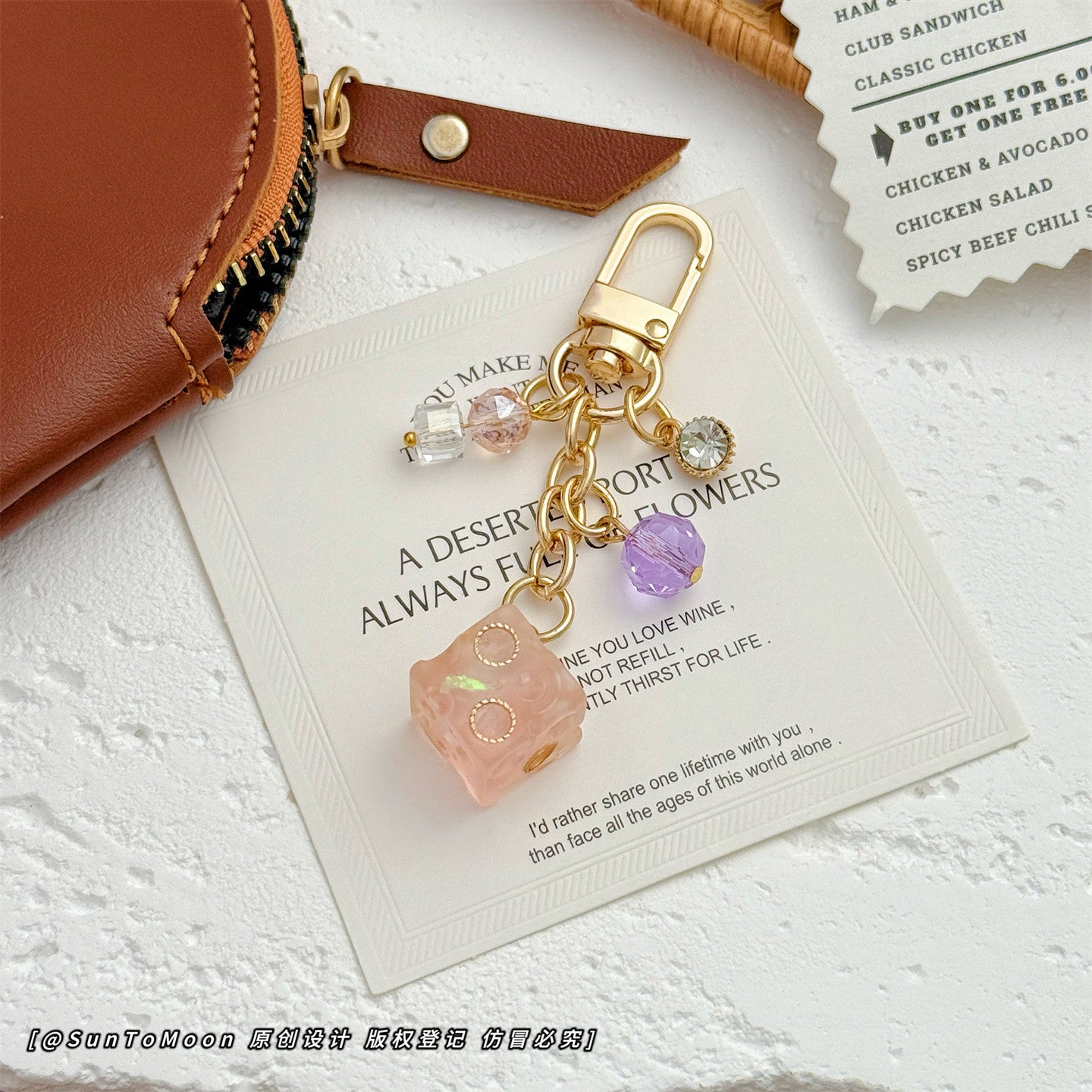 Wholesale Matte Macaron Cheese Cube Keychain Bag Charm Stylish Accessory For Girls