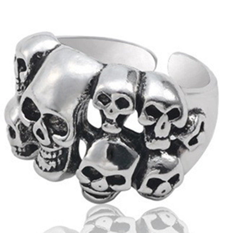 Wholesale Alloy Skull Ghost Head Ring Vintage Punk Adjustable Boutique Resale Jewelry