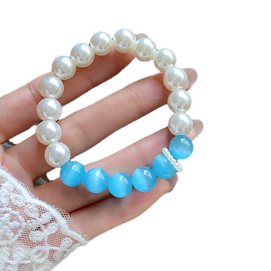 Wholesale Cat Eye Pearl Beaded Bracelet For Women Minimalist Summer Jewelry Accessory Gift Boutique Resale