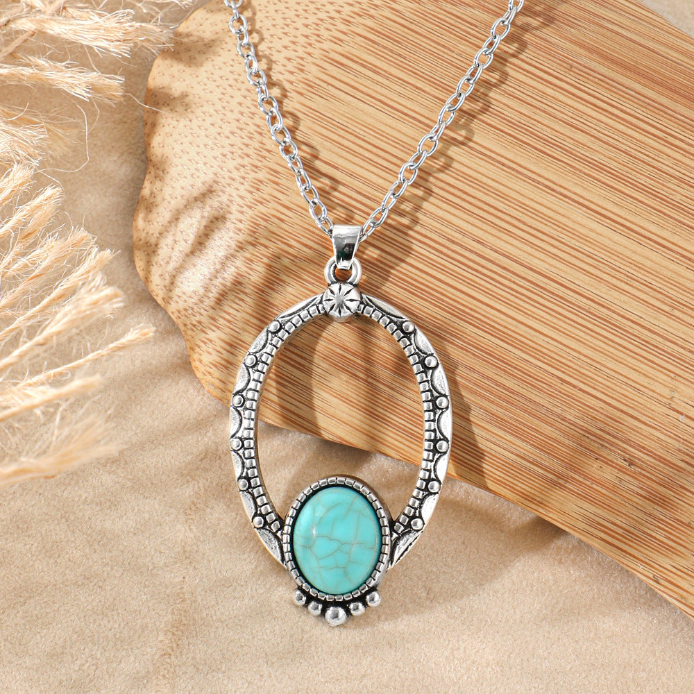 Wholesale Bohemian Heart Drop Pendant Necklace - Ethnic Style Zinc Alloy Inlay for Everyday Fashion Accessory