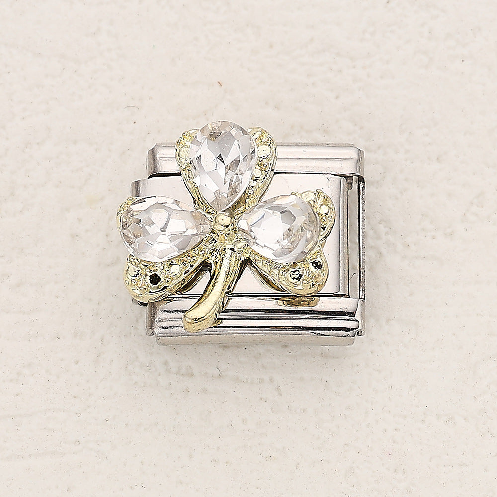 Wholesale 10pcs Italian Charm Bracelet 9mm DIY Splicing Clover Starfish Stainless Steel Composable Bracelet