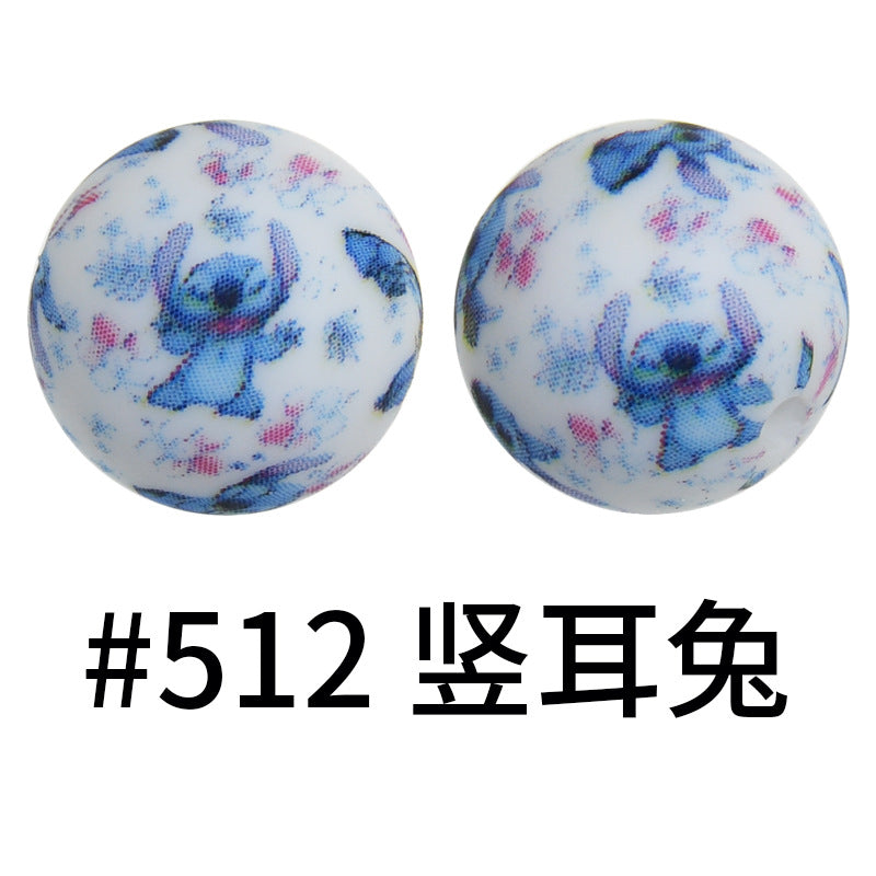 Wholesale 50pcs 15mm Colorful Crack Printed Silicone Balls DIY Beaded Accessories ACC-BDS-HeSheng050