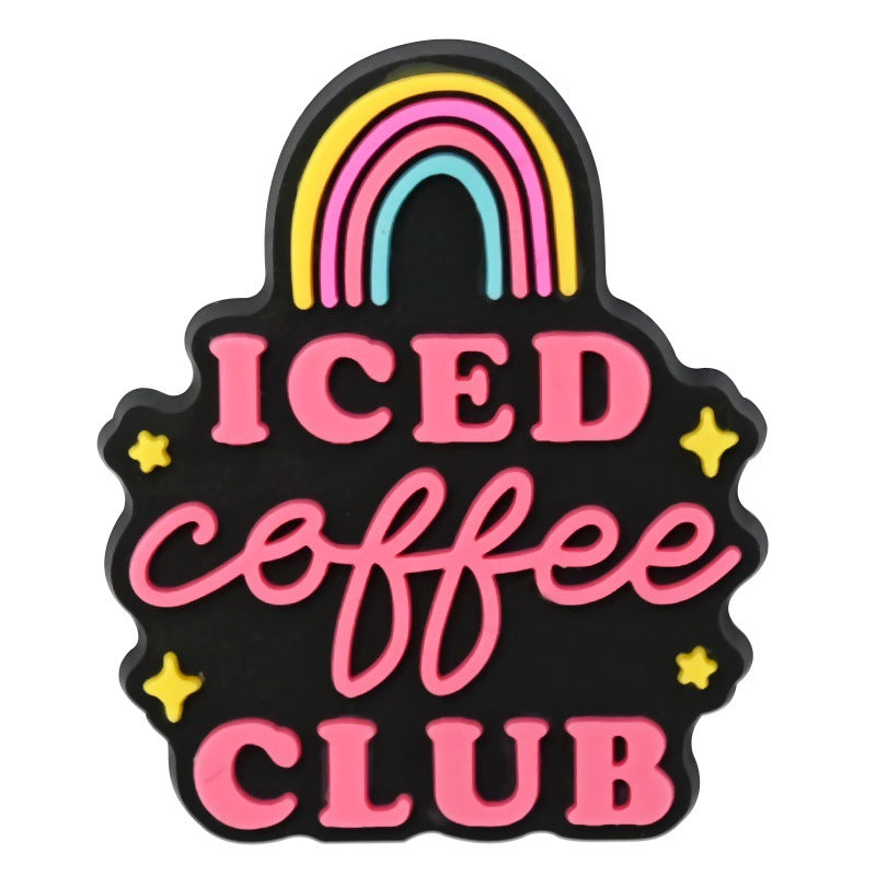 Wholesale Random 100pcs  coffee series   PVC Soft Rubber Shoe Buckle Decoration