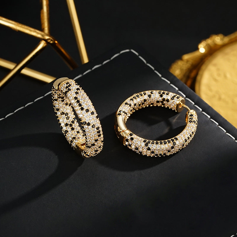 Wholesale  leopard earrings 18K real gold  luxury personalized multi-color zircon earrings