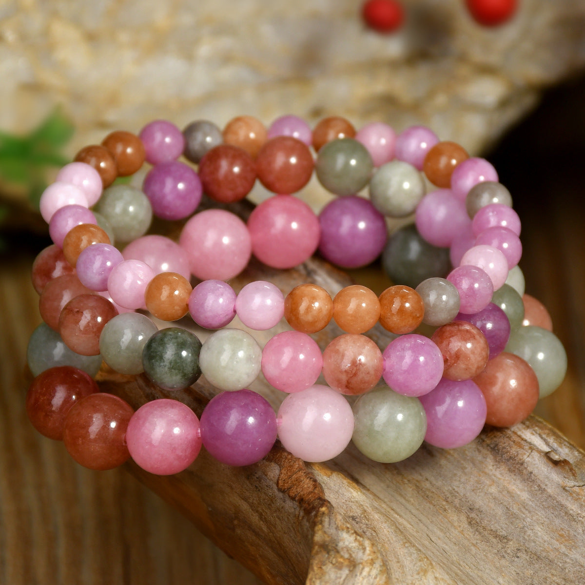 Wholesale European Style Colorful Natural Stone Bead Bracelet Handmade Fashion Jewelry Accessory Boutique Resale