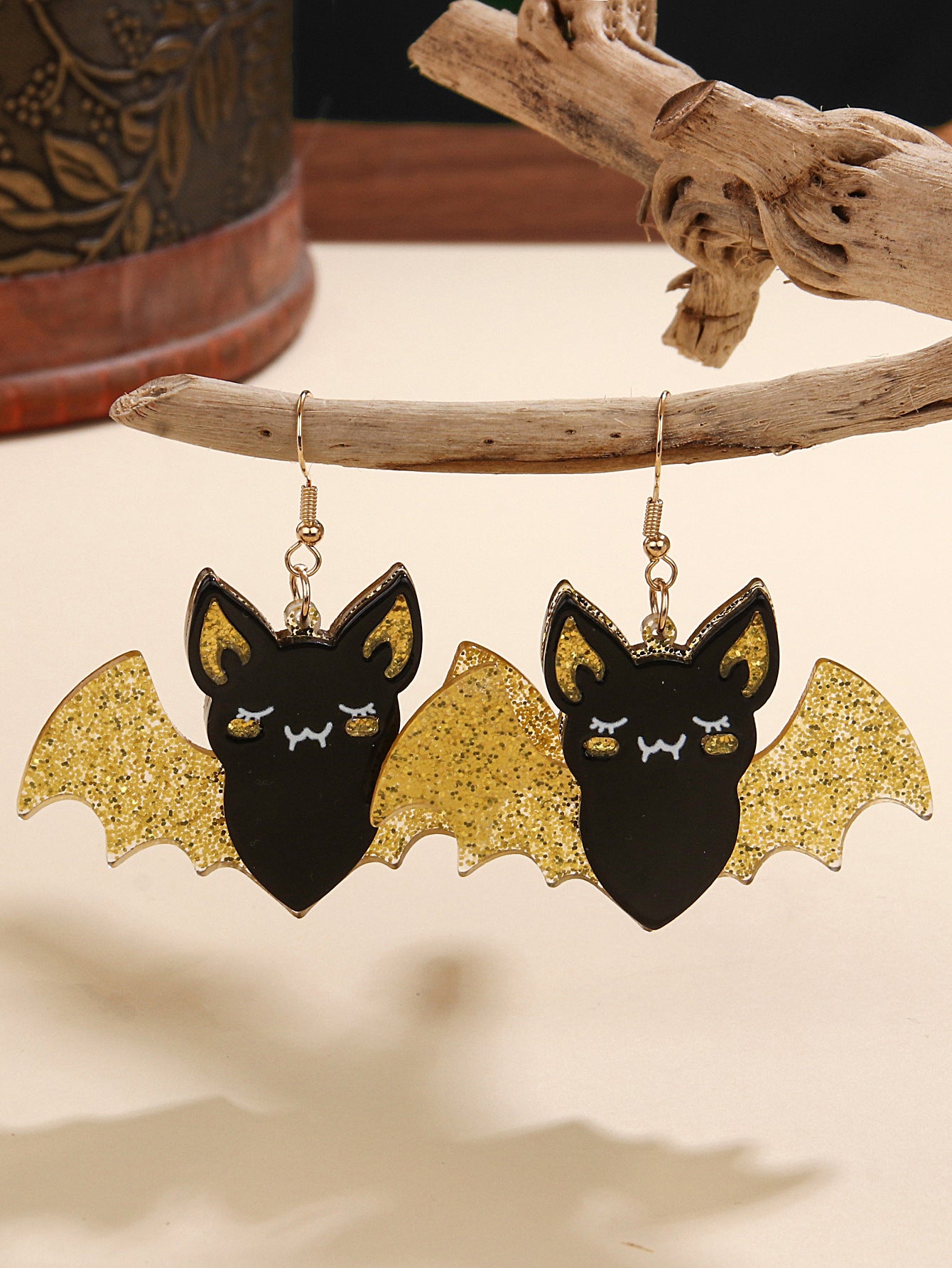 Wholesale  Bat Creative Glitter   Acrylic  Earrings