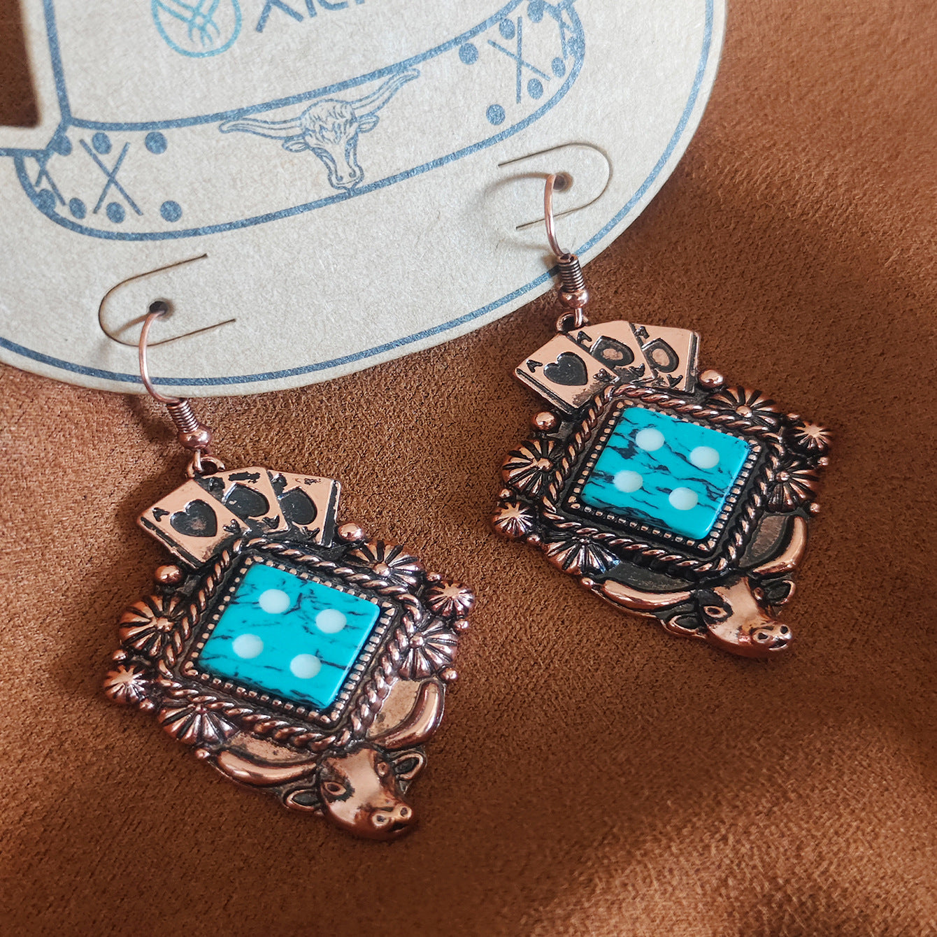 Wholesale Boho Heart Turquoise Pendant Necklace And Earrings Set Retro Gold Tone Fashion Jewelry Accessory For Party And Gift
