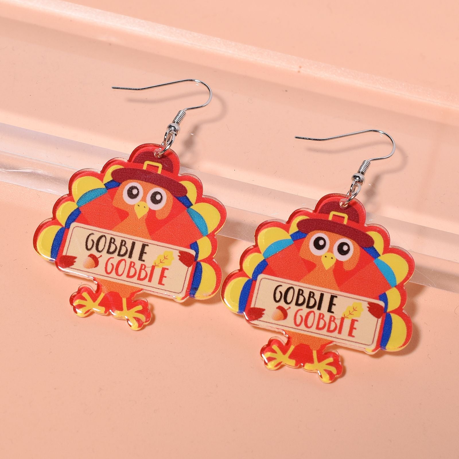 Wholesale Thanksgiving Cartoon Turkey Acrylic Earrings ACC-ES-Xunt004