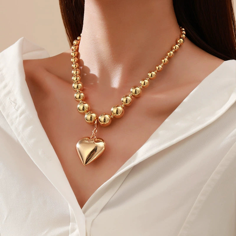 Wholesale  Big Bead Punk Collar Collar Chain Geometric Beads Beaded Necklace