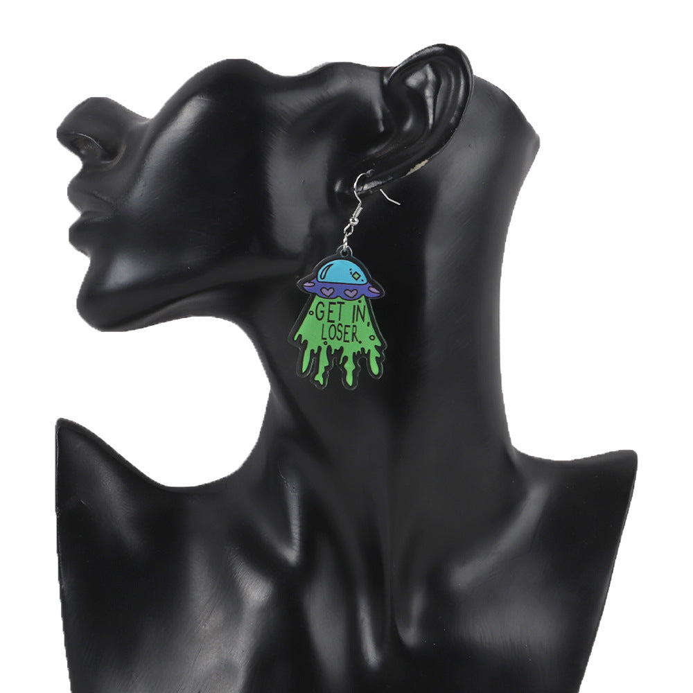 Wholesale Acrylic UFO Earrings – Punk Style Fashion Accessory for Boutique Resale