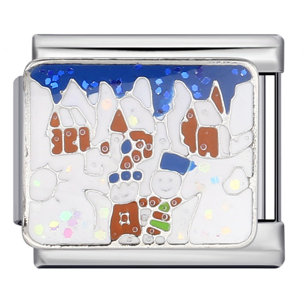 Wholesale 5pcs Italian Charm Bracelet 9mm DIY Splicing Fairytale Castle Stainless Steel Composable Bracelet