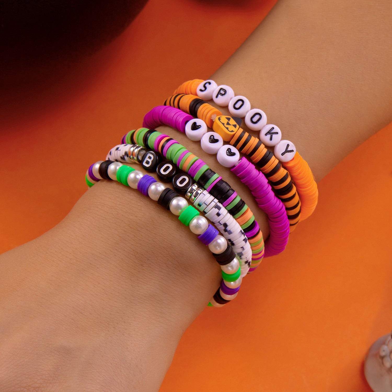 Wholesale Holiday Party  Pumpkin Skull Multi-layer Beaded Bracelet