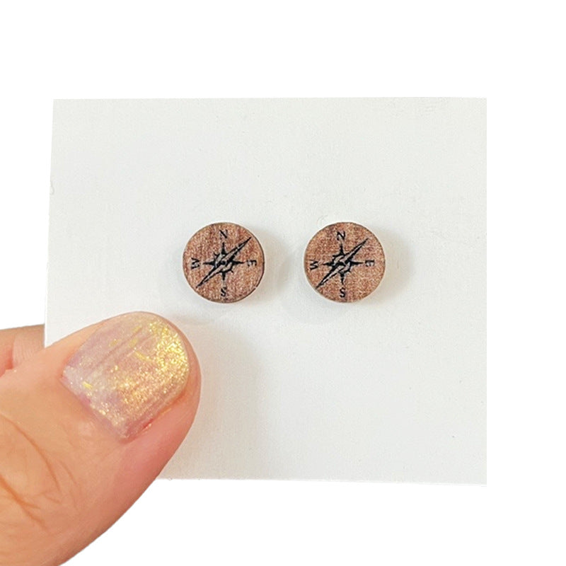 Wholesale 2 pairs/ pack Wooden sports camping hiking cycling earrings