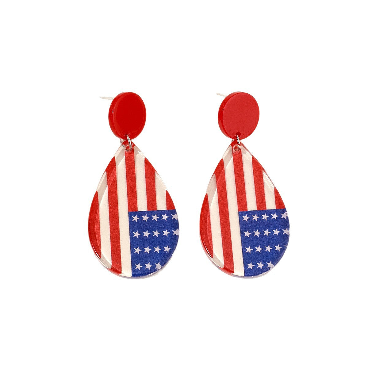 Wholesale Independence Day American flag color printed teardrop shaped acrylic earrings