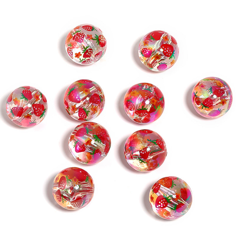 Wholesale 100pcs/pack High Transmittance 16mm Butterfly Strawberry Acrylic Beads DIY Bead Accessories