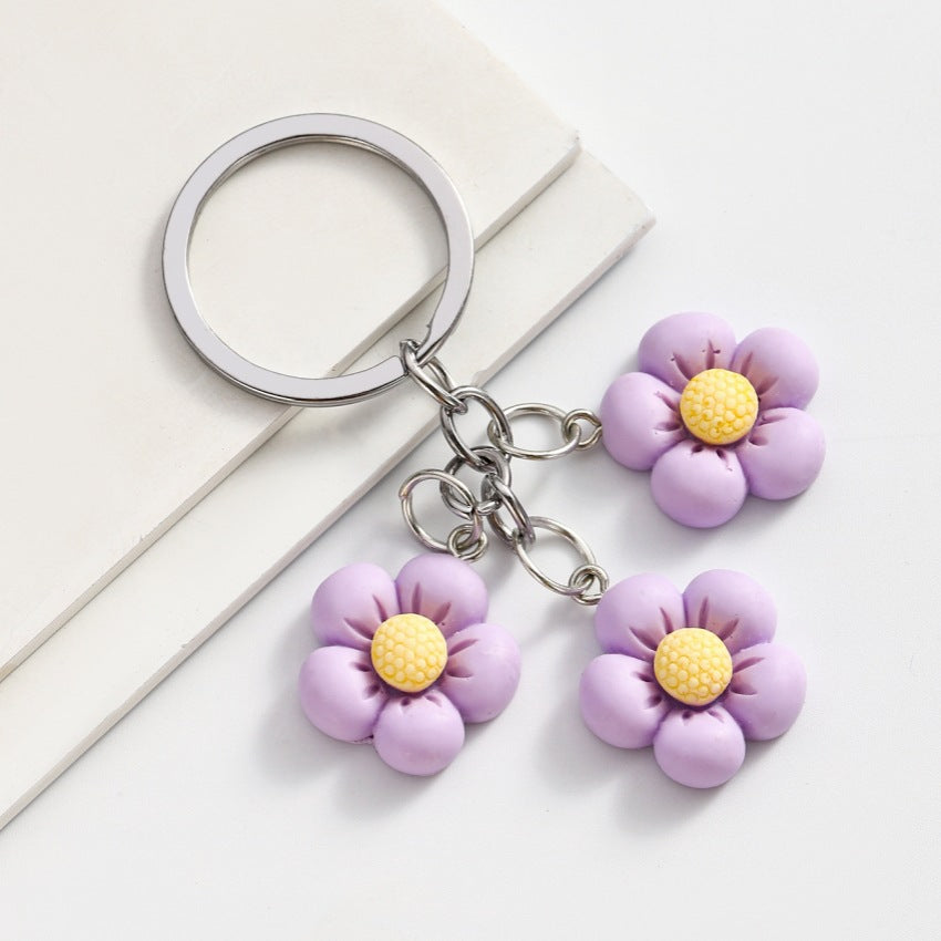 Wholesale DIY Candy Color Five Petal Flower Keychains ACC-KC-RongRui007