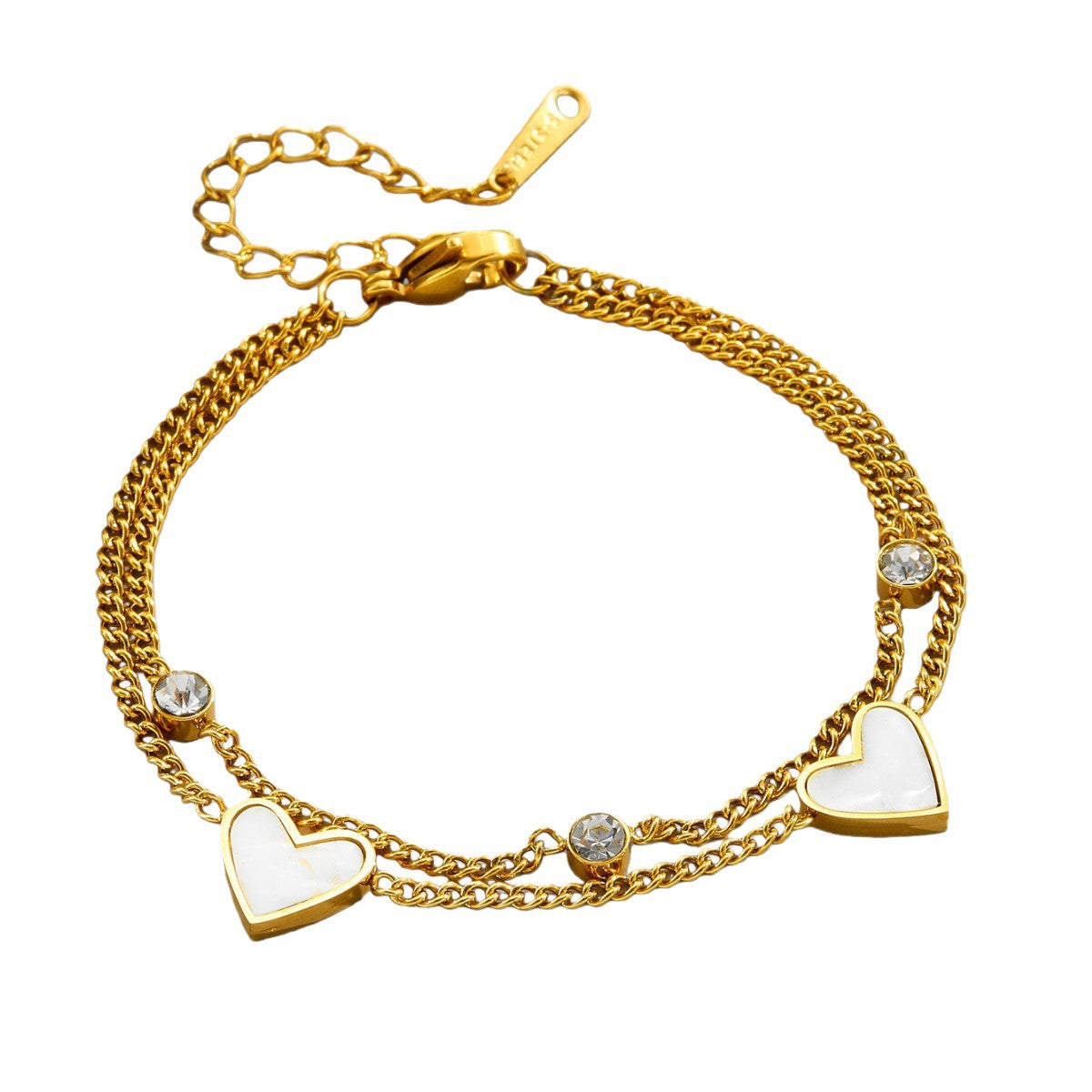 Wholesale Chic Love Zircon Bracelet,  18K Gold Plated Stainless Steel,  Fashion Jewelry Accessory