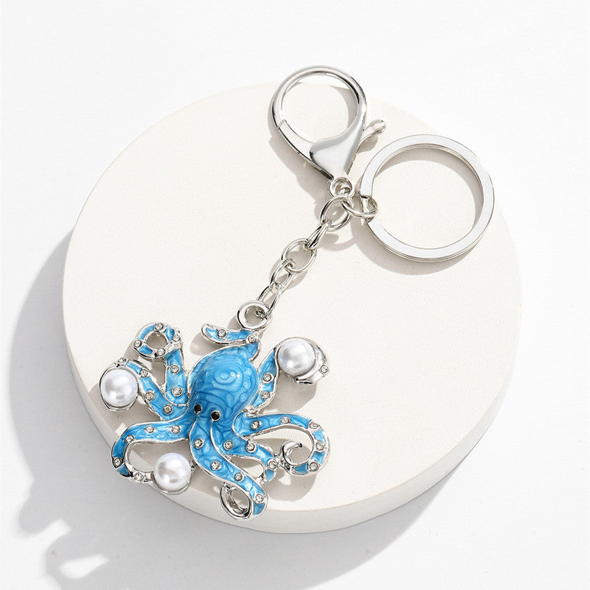 Wholesale Alloy Octopus Keychain Pendant with Imitation Pearl and Zircon - Cute Marine Life Accessory for Boutique Resale