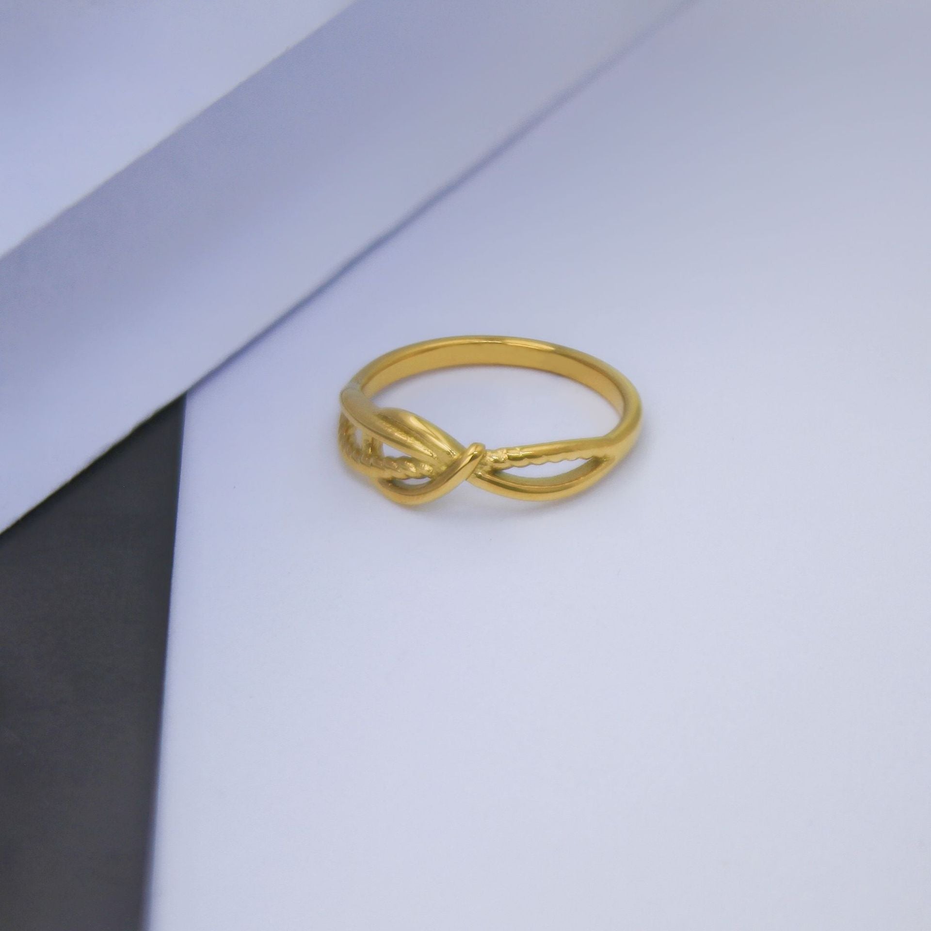 Wholesale Stainless Steel Ring with Geometric Knot Design