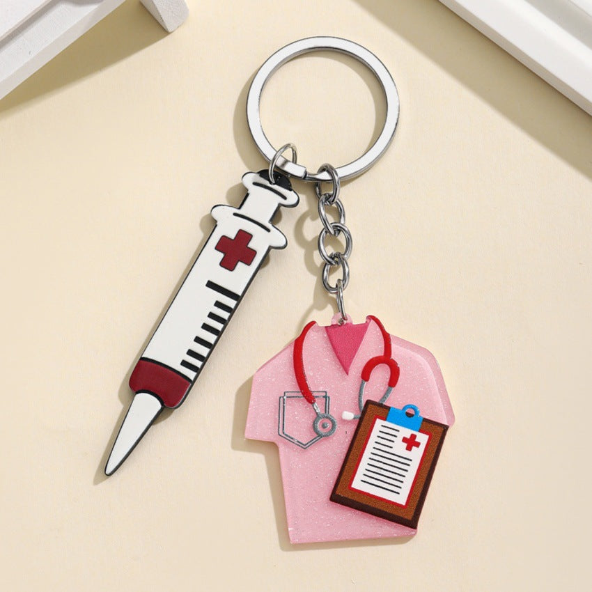 Wholesale  Acrylic Nurses Suit Needle Keychain