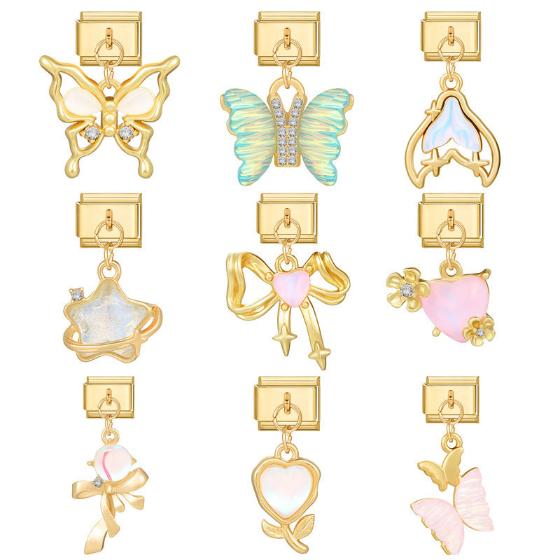 Wholesale Italian Charm Bracelet 9mm DIY Splicing Removable Stainless Steel Gold Base Pendant Composable Bracelet