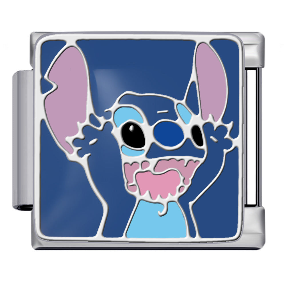 Wholesale Italian modular  stainless steel welded gold-plated cartoon animal DIY  bracelet