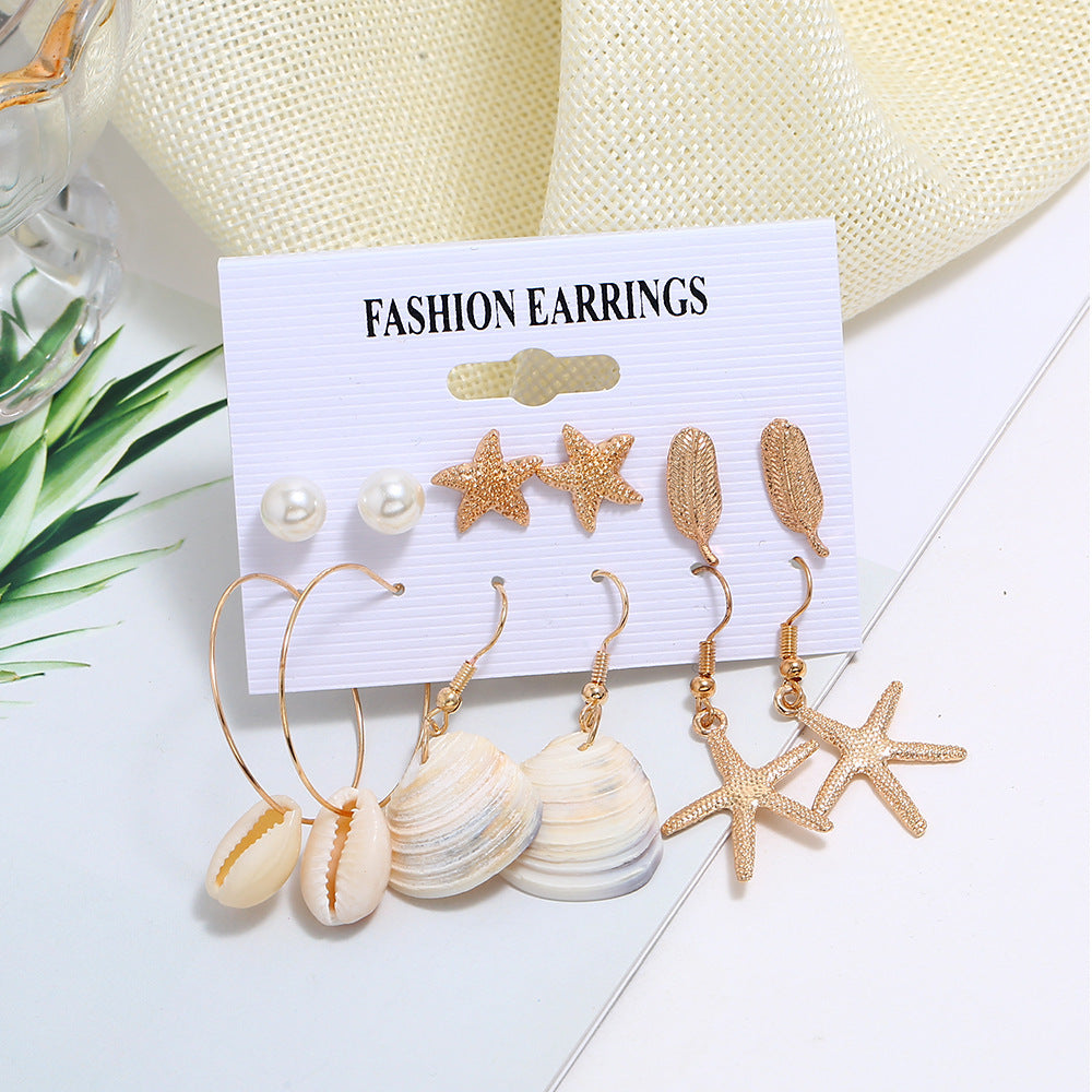 Wholesale starfish big circle scallop earrings
