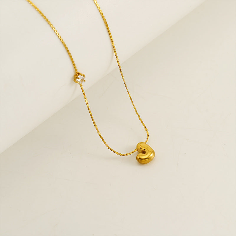 Wholesale  Stainless steel inlaid zircon chubby 26 letters pendant necklace