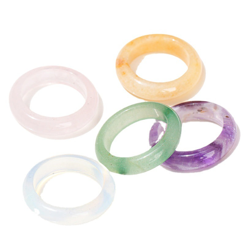 Wholesale Agate Plain Circle Ring Unisex Minimalist Ring Fashion Jewelry Accessory Gift Boutique