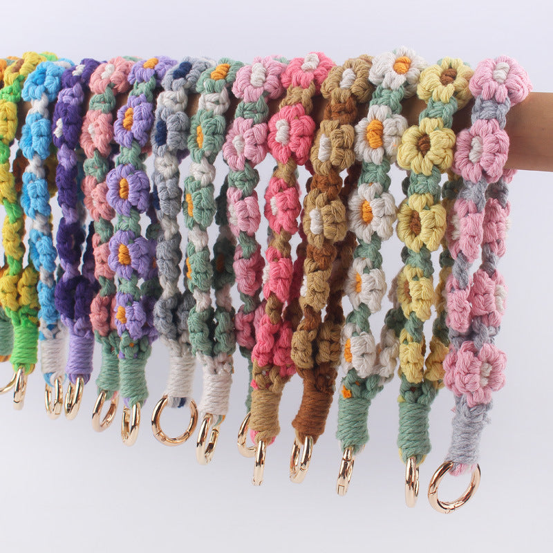 Wholesale Handmade Weaving Cotton Cord Daisy Keychain ACC-KC-GuangTian019