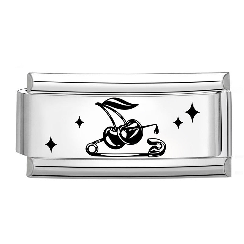 Wholesale Italian Charm Bracelet 9mm DIY Splicing Long Black and White Series Stainless Steel Composable Bracelet