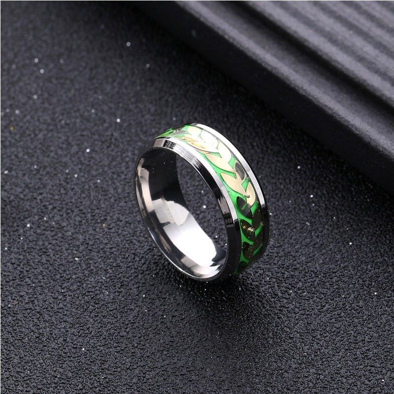 Wholesale Luminous Leaf Honeycomb Stainless Steel Ring ACC-RS-ZhongQi007