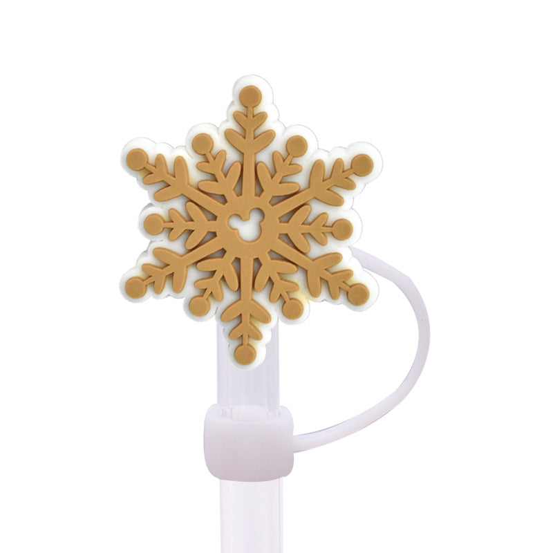 Wholesale Random 100pcs Snowflake Series 8/10mm PVC Soft Straw Tube Cap