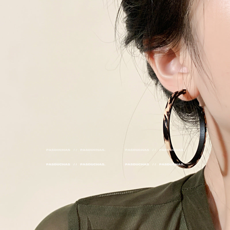 Wholesale Leopard Print Large Ring Earrings