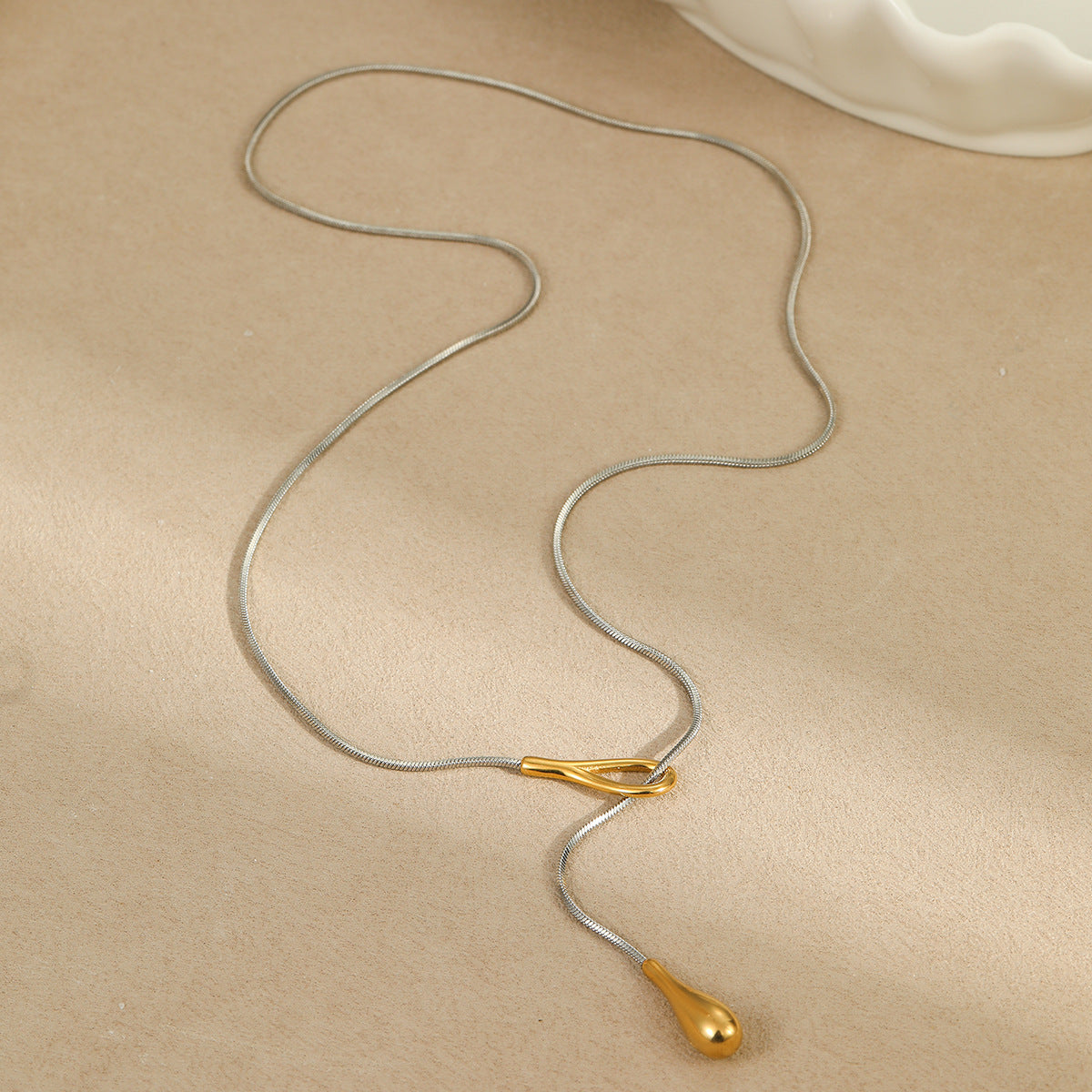 Wholesale Stainless Steel Necklace Long Water Drop Pull-Out Y-Shaped Chain Necklace