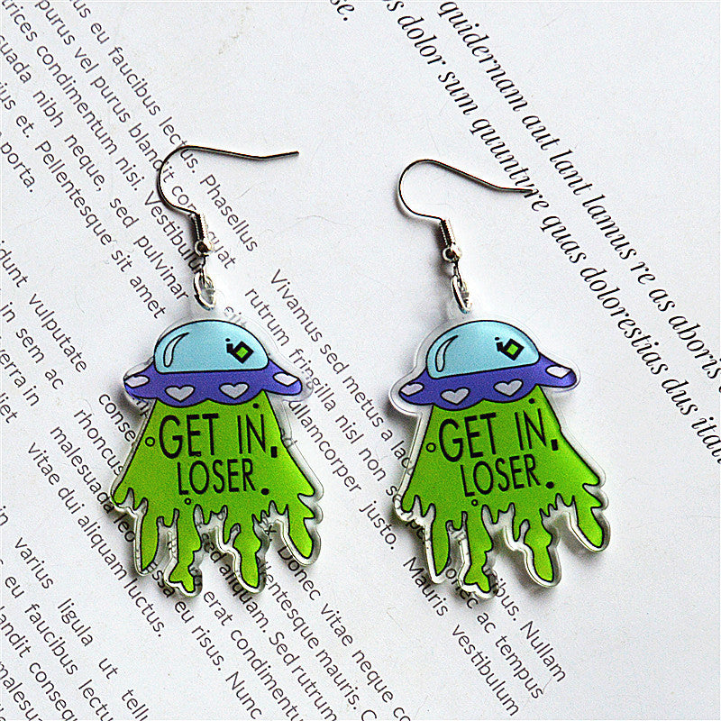 Wholesale Alien Spaceship Earrings Creative Funny Punk Style Cartoon Earrings Cute Earrings ACC-ES-XN018