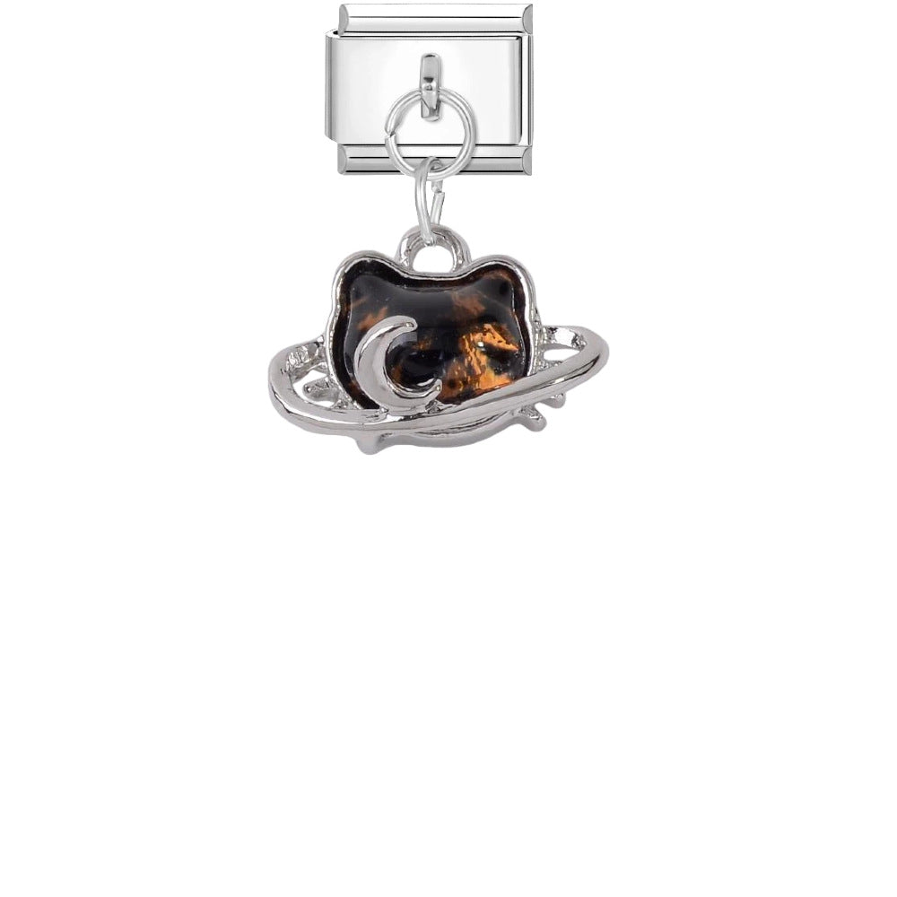 Wholesale Titanium Steel DIY Charm Bracelet Pendant Kitten Leopard Print Jewelry Accessory for Chic Party