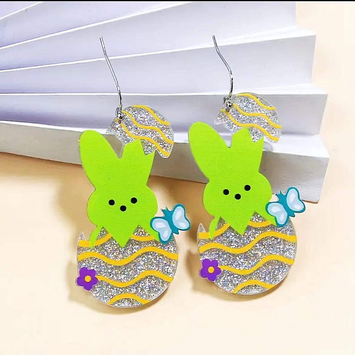 Wholesale  Easter egg  rabbit acrylic earrings