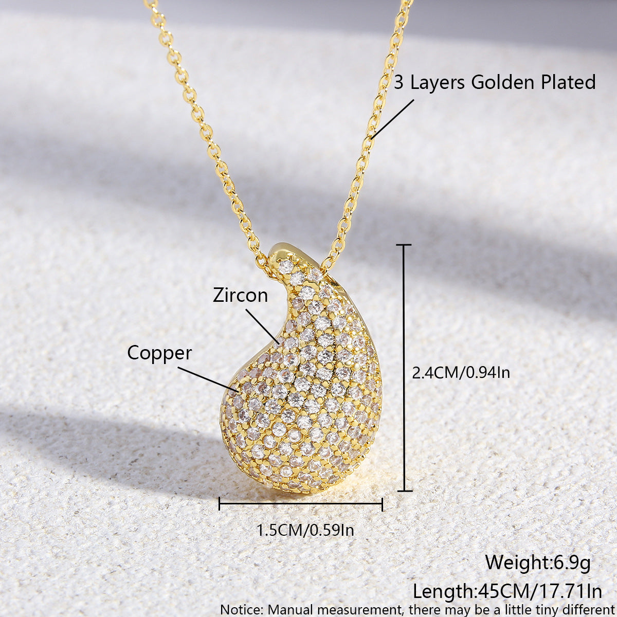 Wholesale Teardrop Necklaces Full of Zircon Clavicle Chain ACC-NE-BaiTian004
