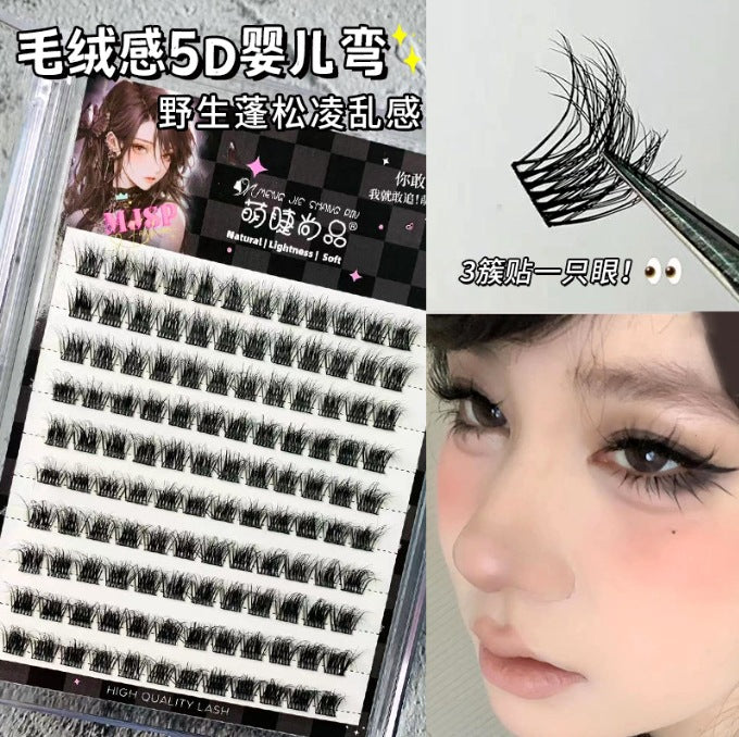 Wholesale Large Capacity 5D Mink Velvet Baby Curved Lazy Trilogy False Eyelashes ACC-FS-Rous005