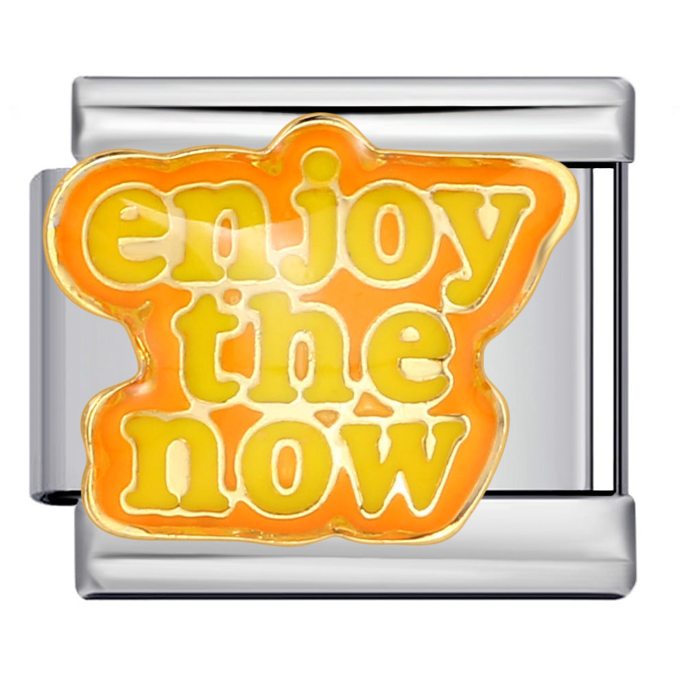 Wholesale Italian Module Bracelet Titanium Steel Welding Oil Dropping DIY Charms