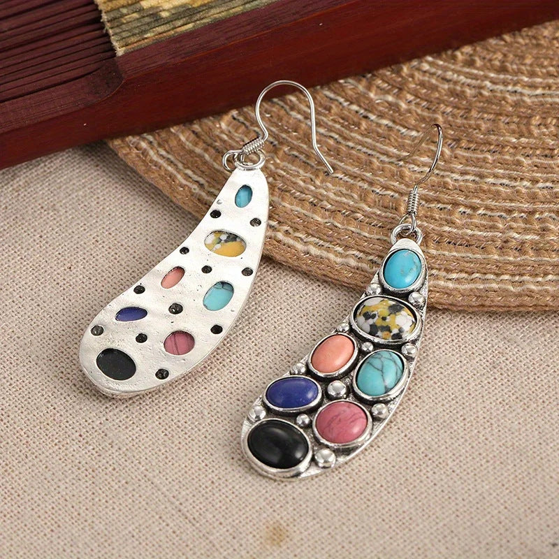 Wholesale Retro Fashion Colored Stone Earrings