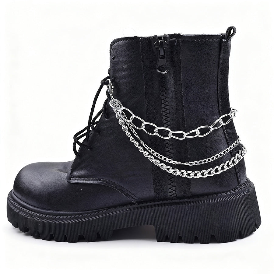 Wholesale Vintage Punk 3 Layer Chain Boot Buckle Shoe Accessory Electroplated Alloy Trendy Style For Resale